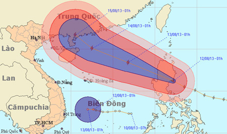 Dự báo hướng di chuyển của bão Utor và áp thấp nhiệt đới.